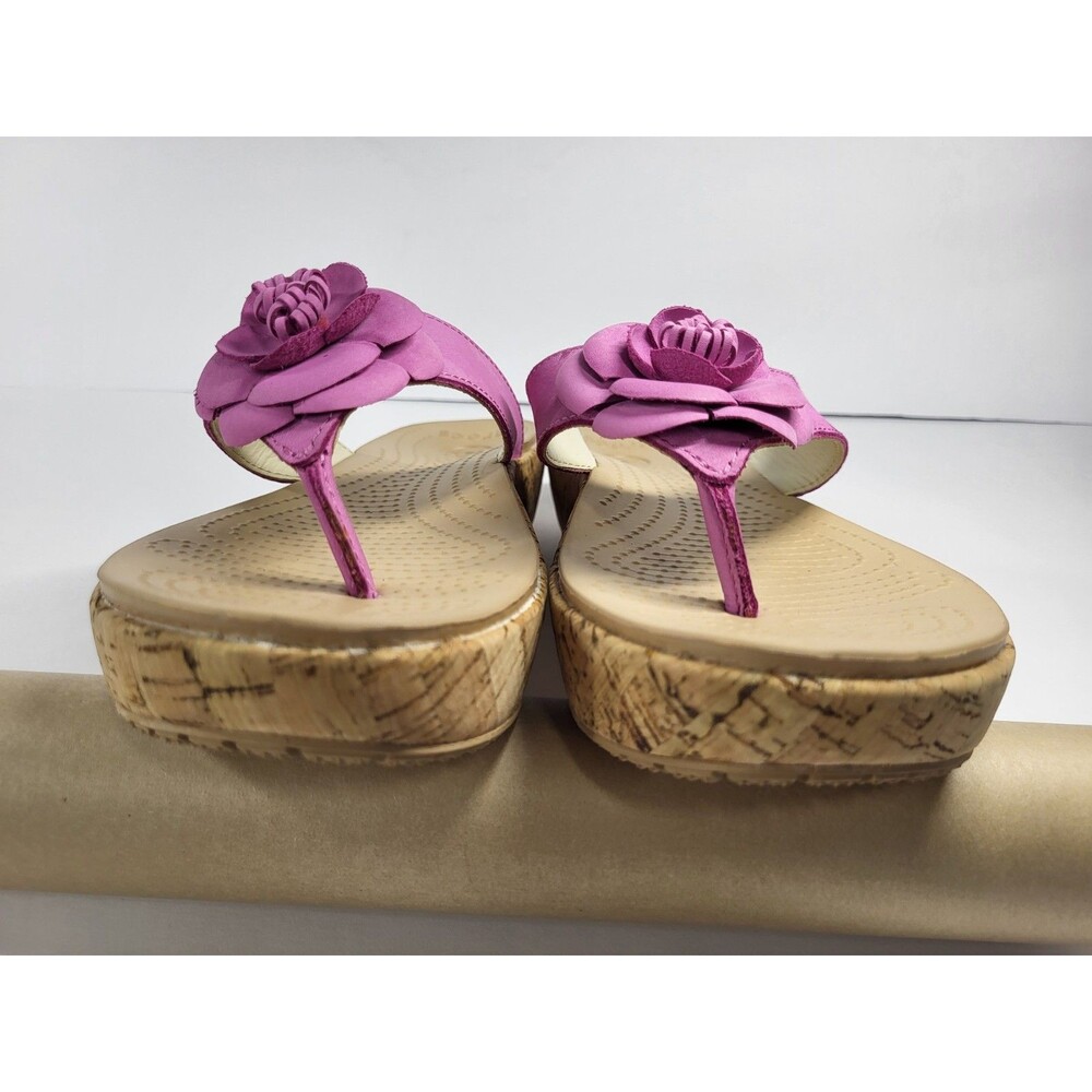 Crocs A-Leigh Floral Suede Slide-On Thong, Size 9 - Picture 6 of 11